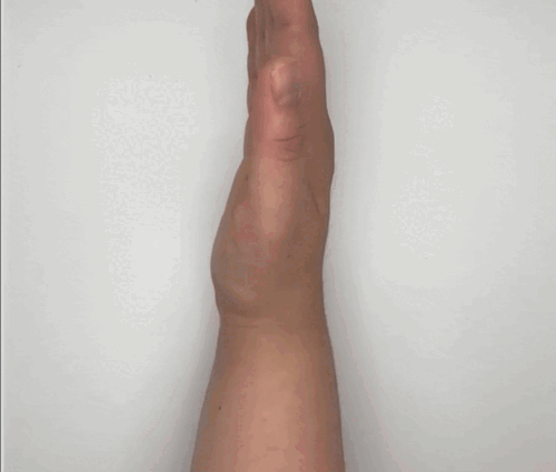 Open hand + lift the wrist